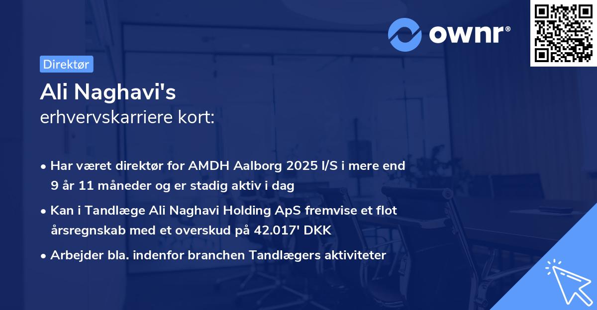 Ali Naghavi's erhvervskarriere kort