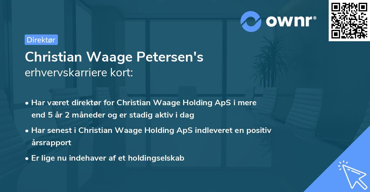 Christian Waage Petersen's erhvervskarriere kort