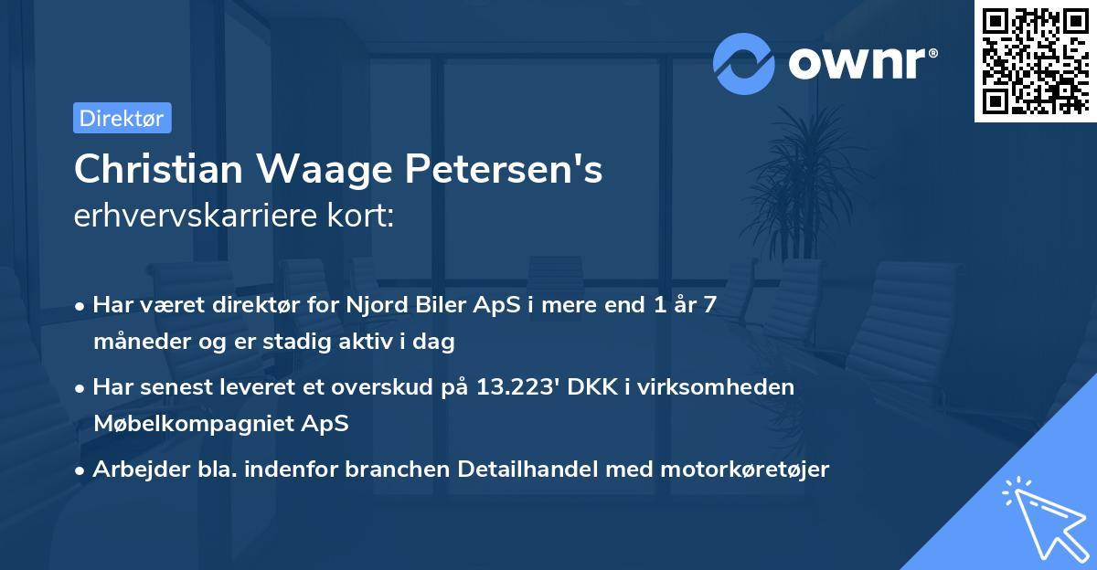Christian Waage Petersen's erhvervskarriere kort