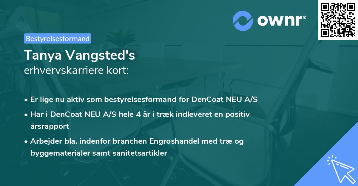 Tanya Vangsted's erhvervskarriere kort