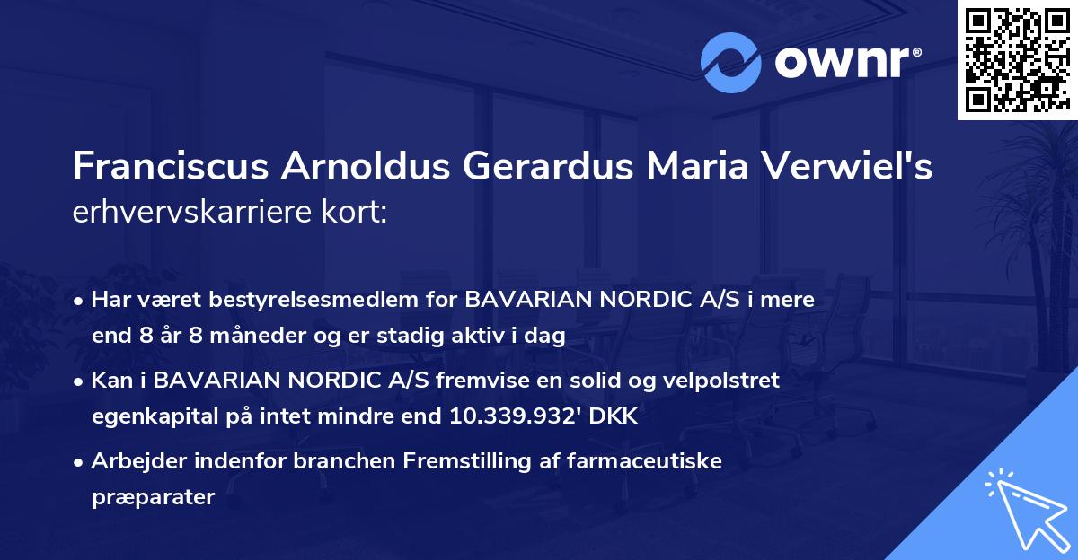 Franciscus Arnoldus Gerardus Maria Verwiel's erhvervskarriere kort