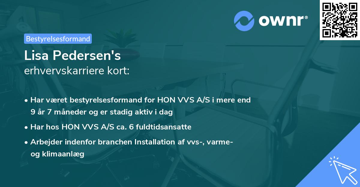 Lisa Pedersen's erhvervskarriere kort