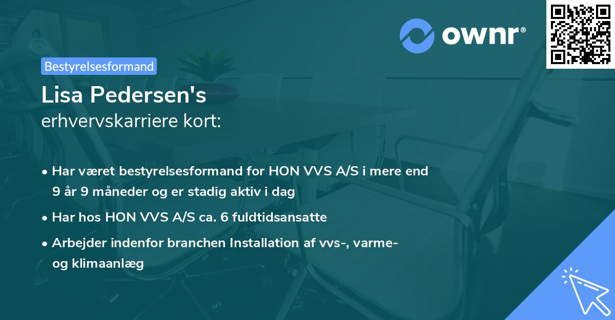 Lisa Pedersen's erhvervskarriere kort