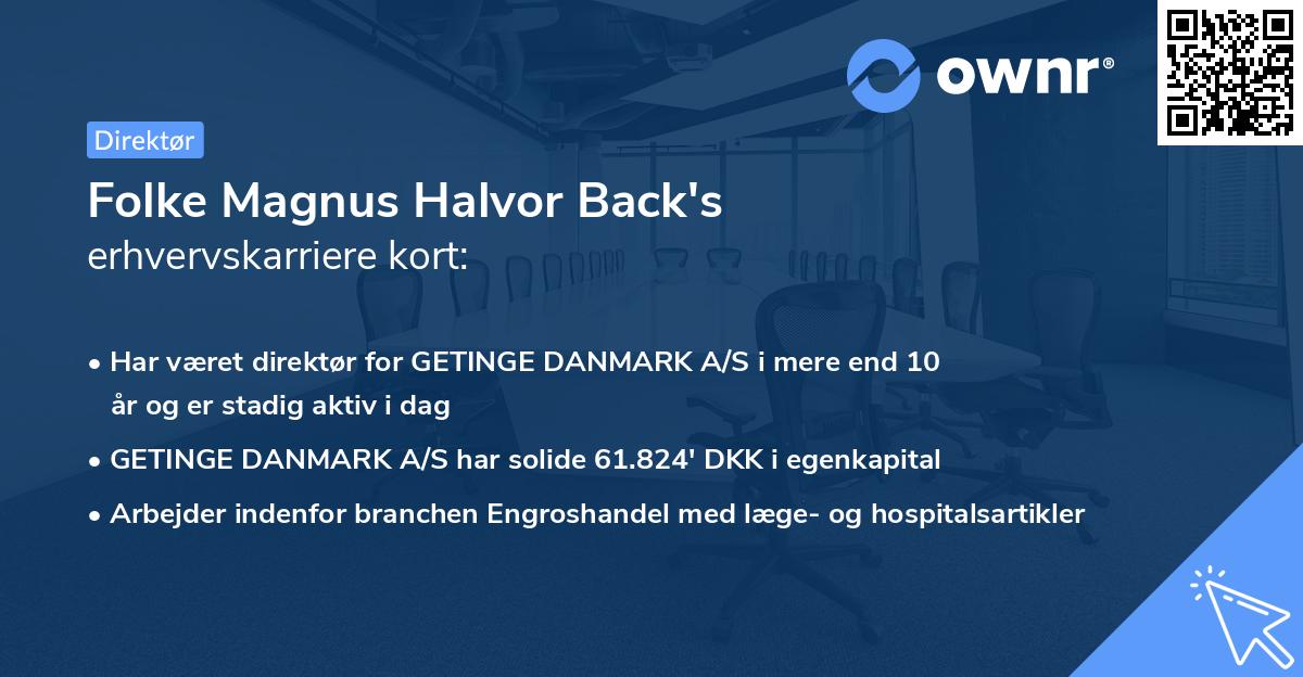 Folke Magnus Halvor Back's erhvervskarriere kort