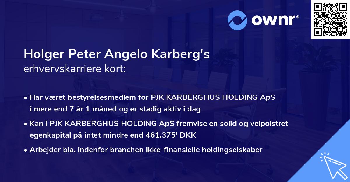 Holger Peter Angelo Karberg's erhvervskarriere kort