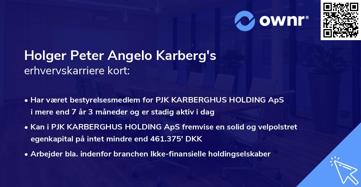 Holger Peter Angelo Karberg's erhvervskarriere kort
