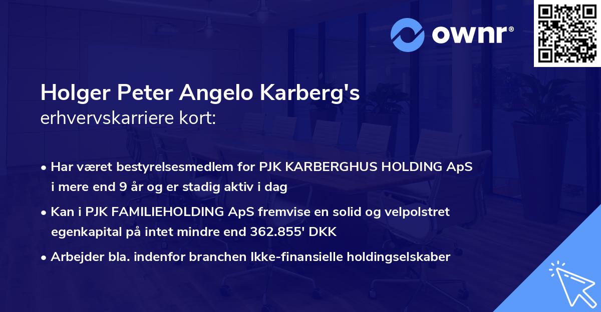 Holger Peter Angelo Karberg's erhvervskarriere kort