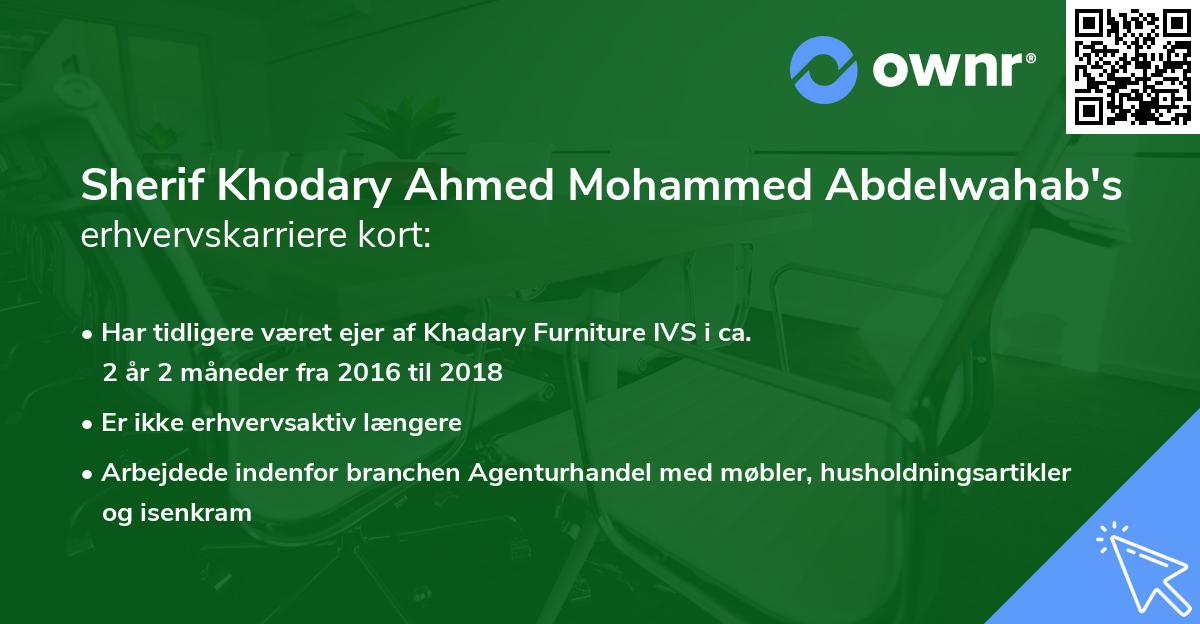 Sherif Khodary Ahmed Mohammed Abdelwahab's erhvervskarriere kort
