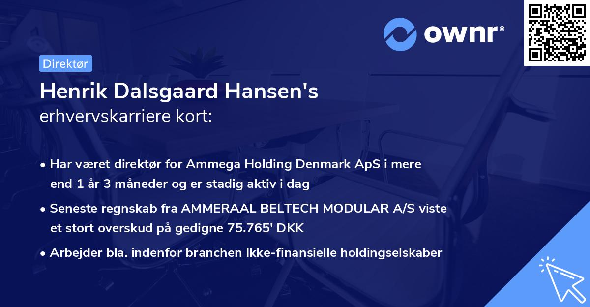 Henrik Dalsgaard Hansen's erhvervskarriere kort