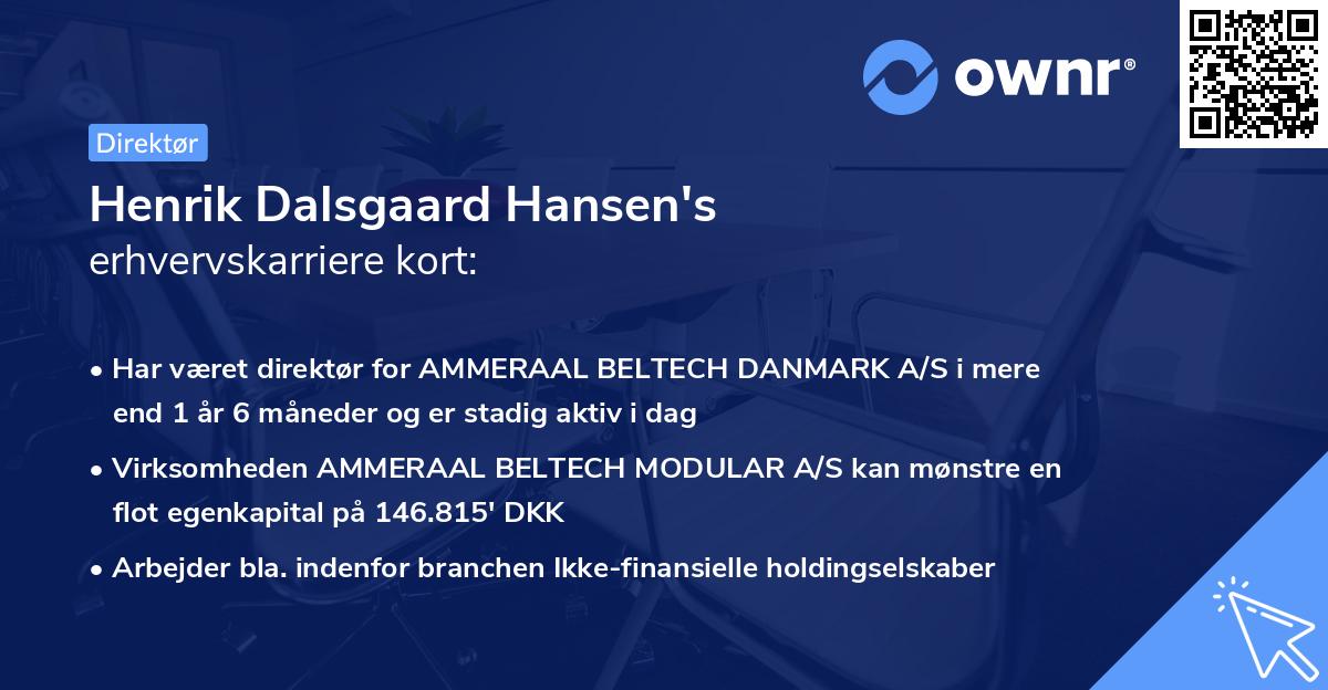 Henrik Dalsgaard Hansen's erhvervskarriere kort
