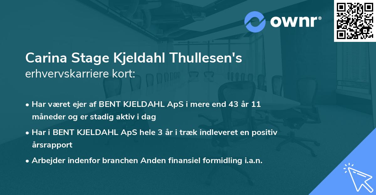 Carina Stage Kjeldahl Thullesen's erhvervskarriere kort