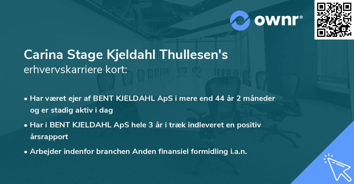 Carina Stage Kjeldahl Thullesen's erhvervskarriere kort
