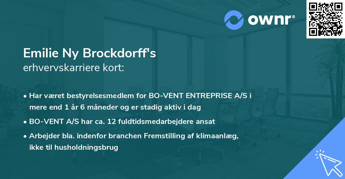 Emilie Ny Brockdorff's erhvervskarriere kort