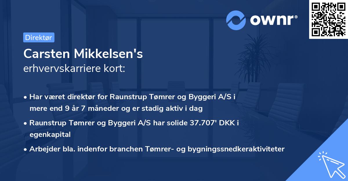 Carsten Mikkelsen's erhvervskarriere kort