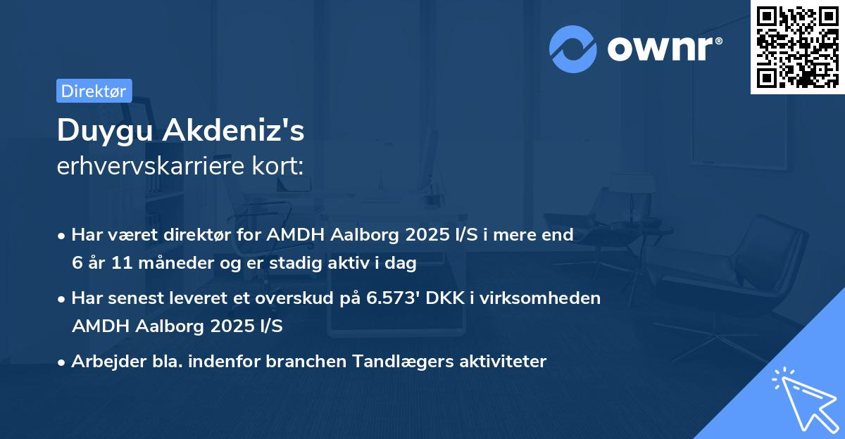 Duygu Akdeniz's erhvervskarriere kort