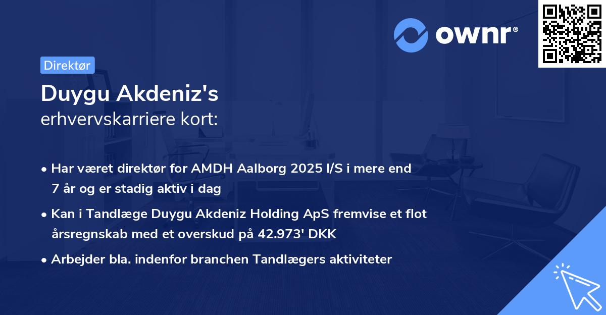 Duygu Akdeniz's erhvervskarriere kort
