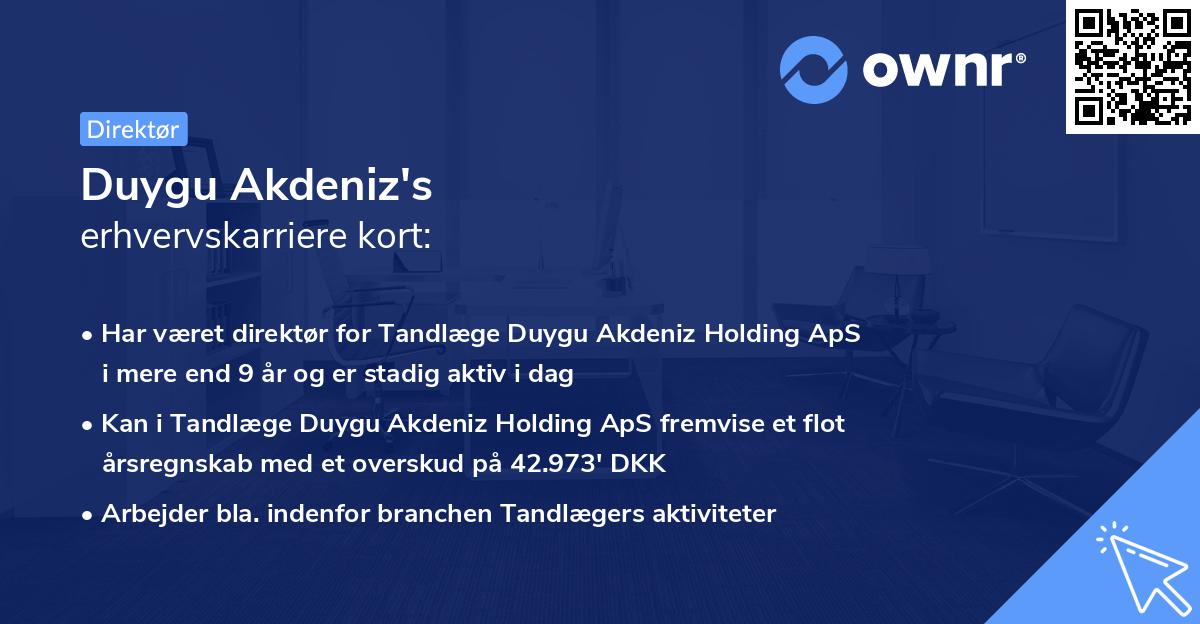 Duygu Akdeniz's erhvervskarriere kort