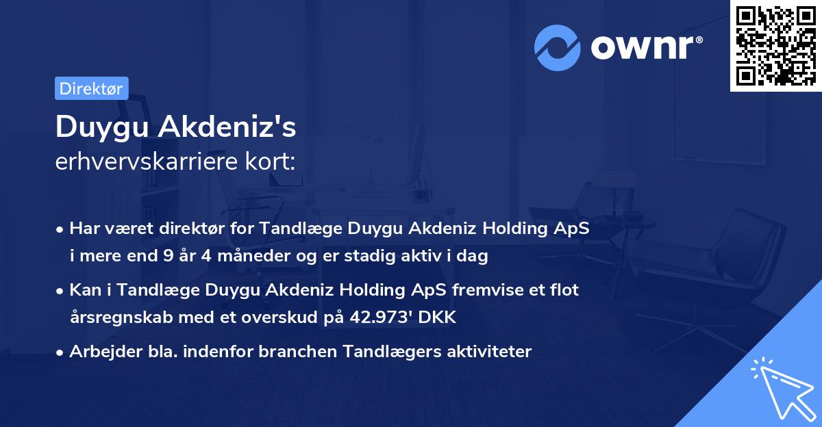 Duygu Akdeniz's erhvervskarriere kort