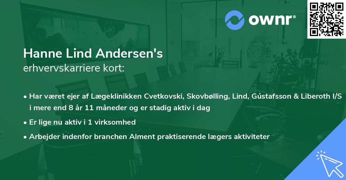 Hanne Lind Andersen's erhvervskarriere kort