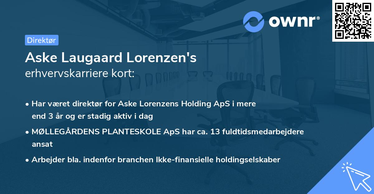 Aske Laugaard Lorenzen's erhvervskarriere kort