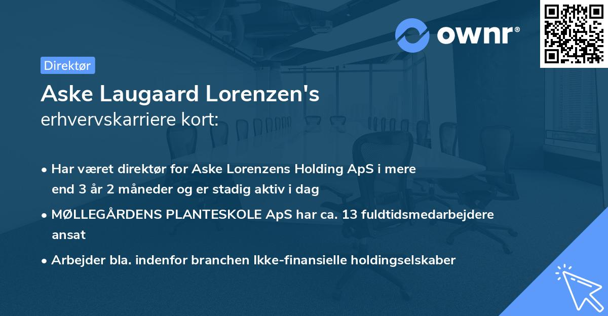 Aske Laugaard Lorenzen's erhvervskarriere kort
