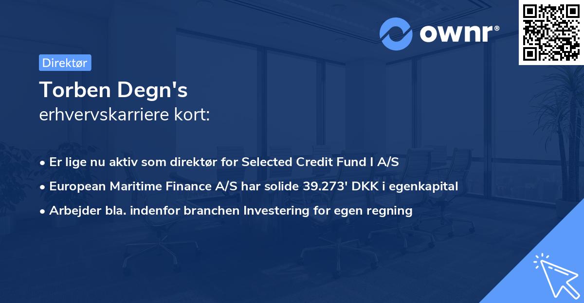 Torben Degn's erhvervskarriere kort