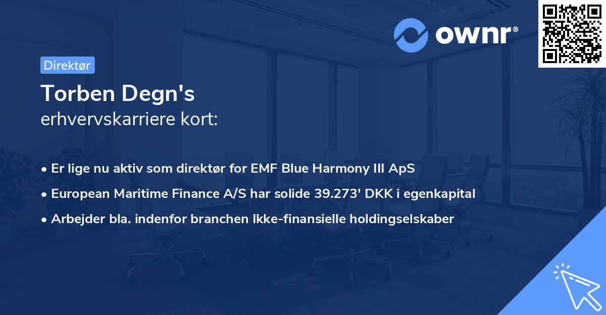 Torben Degn's erhvervskarriere kort
