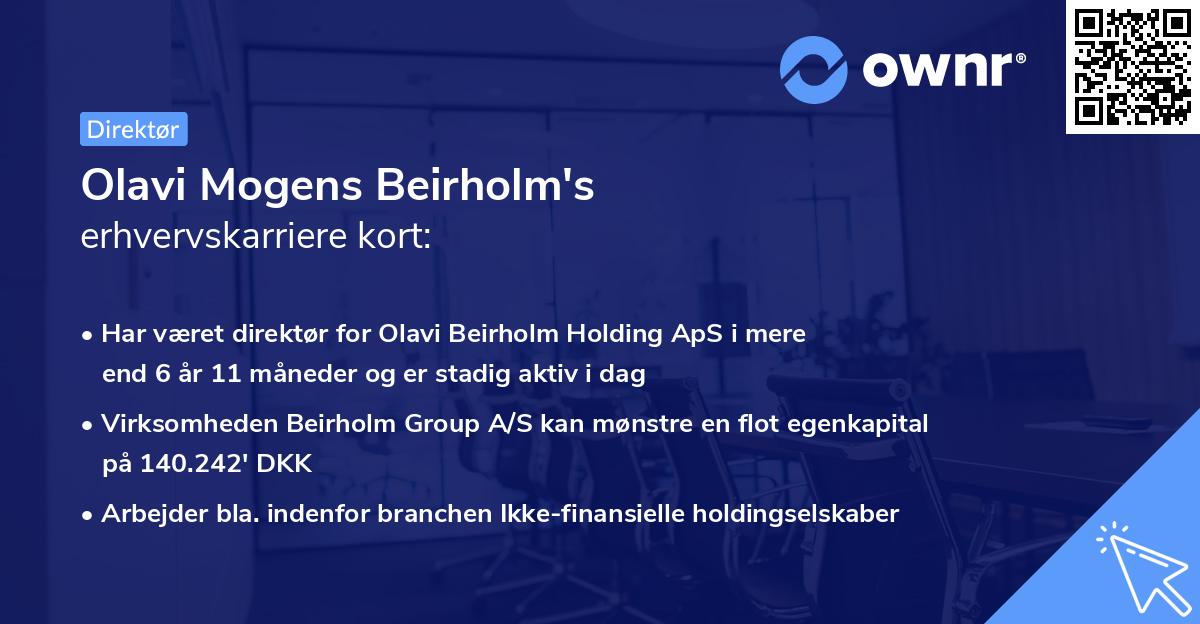 Olavi Mogens Beirholm's erhvervskarriere kort