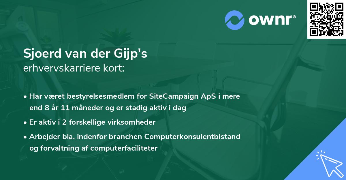 Sjoerd van der Gijp's erhvervskarriere kort
