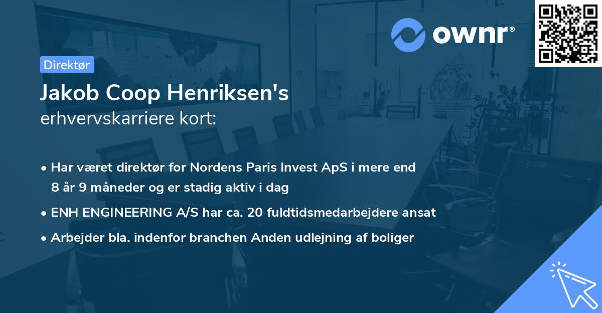Jakob Coop Henriksen's erhvervskarriere kort