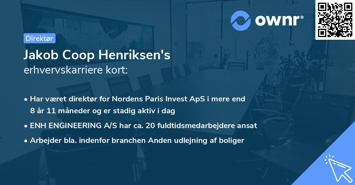 Jakob Coop Henriksen's erhvervskarriere kort