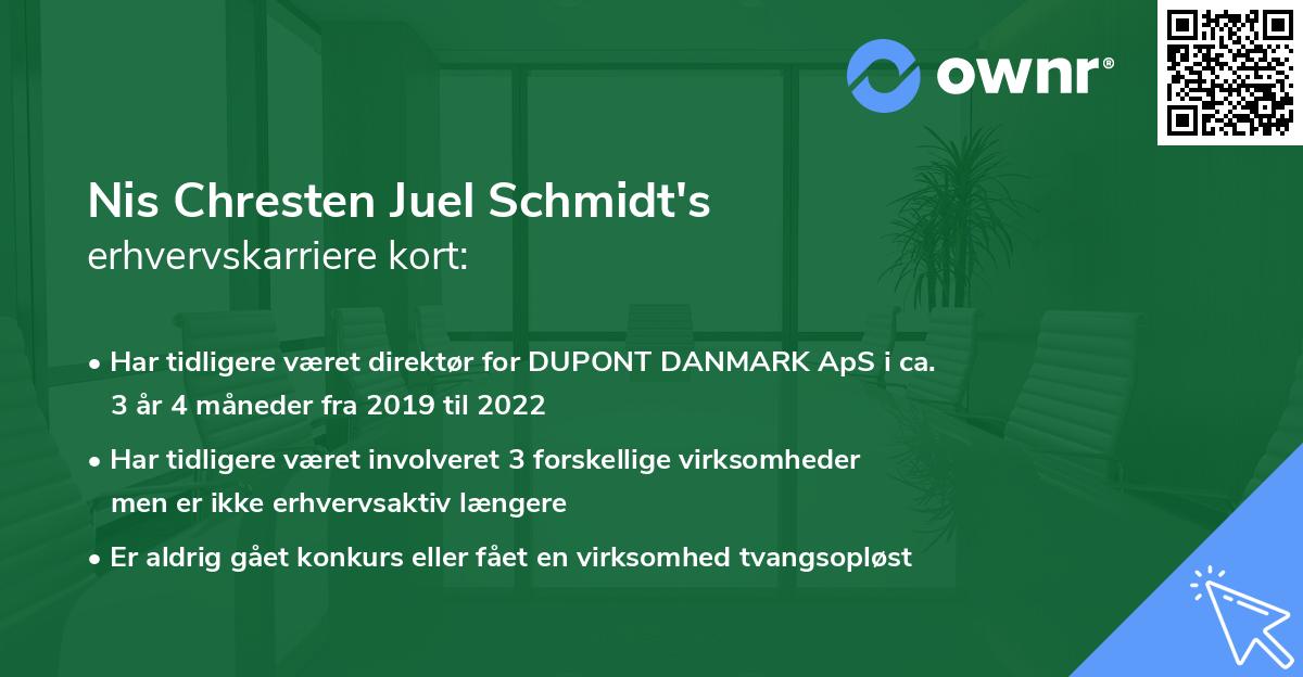 Nis Chresten Juel Schmidt's erhvervskarriere kort