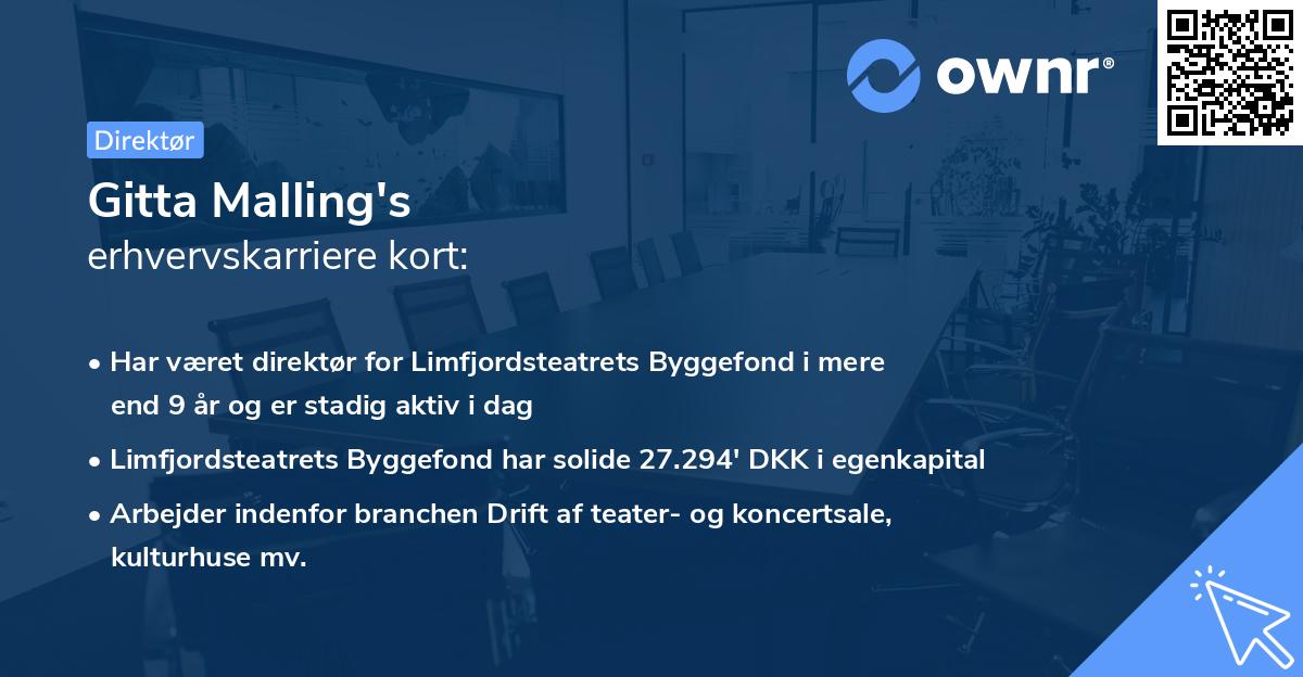 Gitta Malling's erhvervskarriere kort