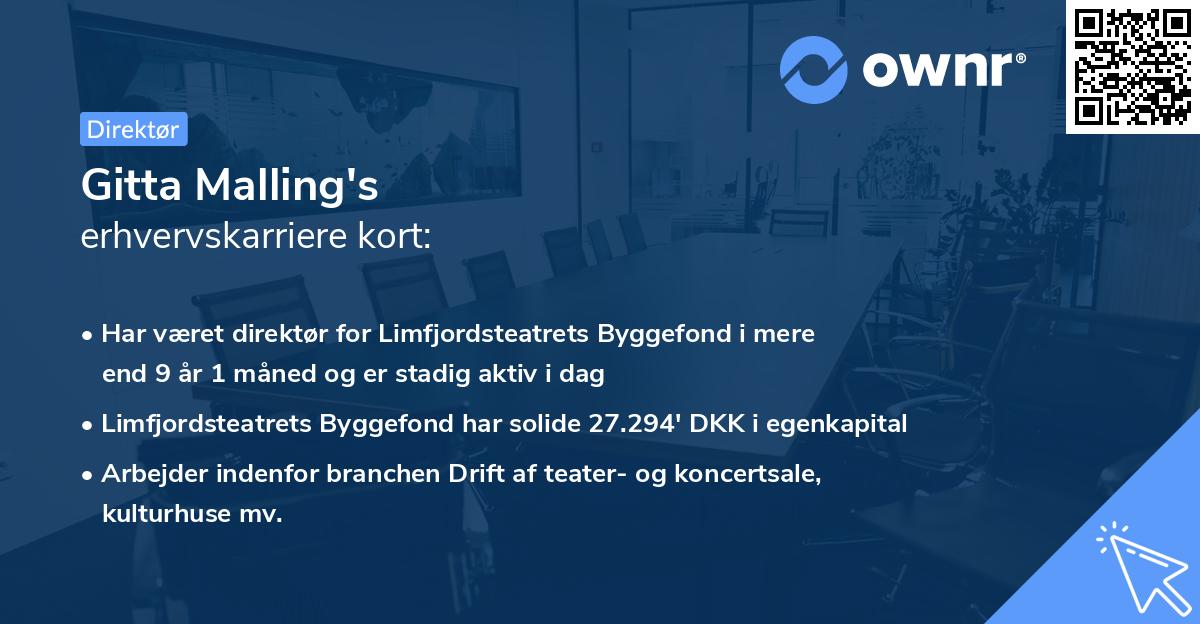 Gitta Malling's erhvervskarriere kort