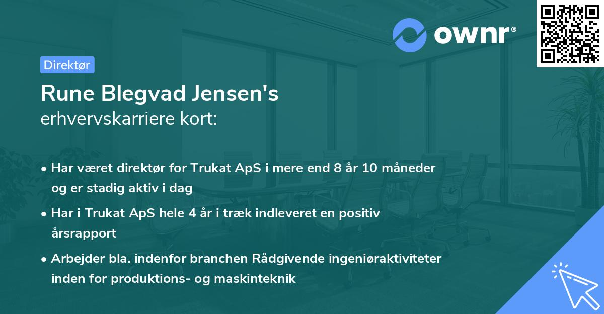 Rune Blegvad Jensen's erhvervskarriere kort