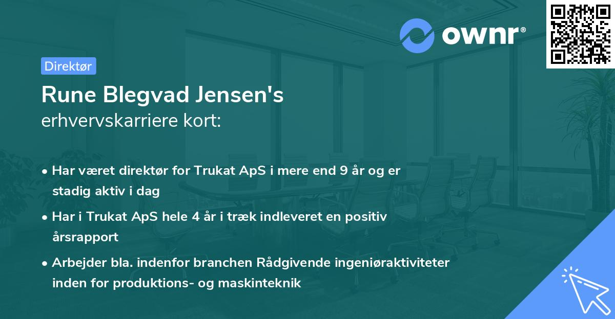 Rune Blegvad Jensen's erhvervskarriere kort