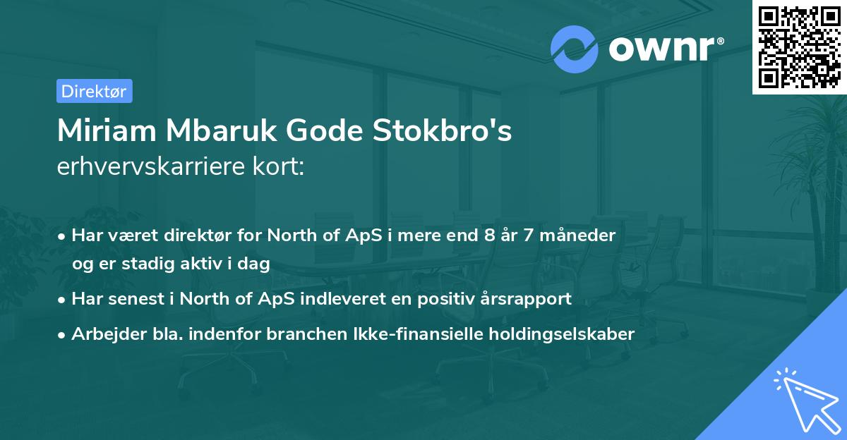 Miriam Mbaruk Gode Stokbro's erhvervskarriere kort