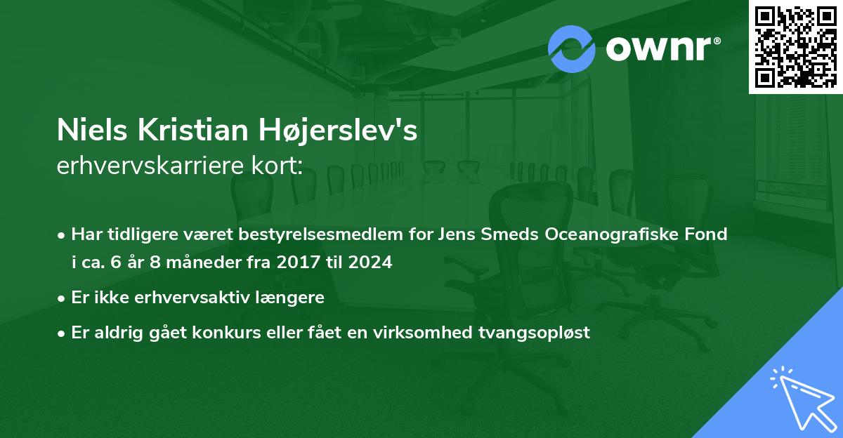 Niels Kristian Højerslev's erhvervskarriere kort