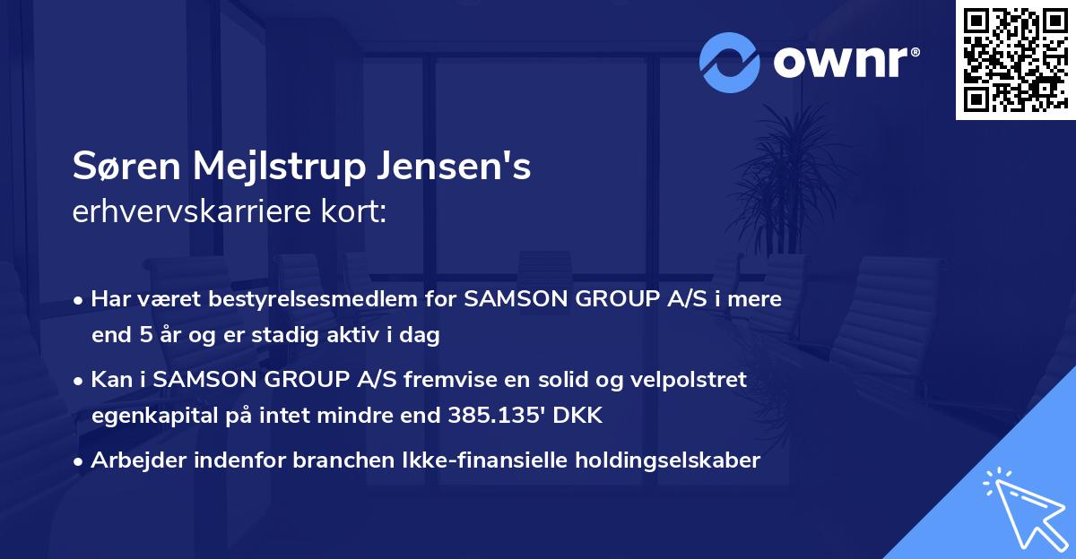 Søren Mejlstrup Jensen's erhvervskarriere kort
