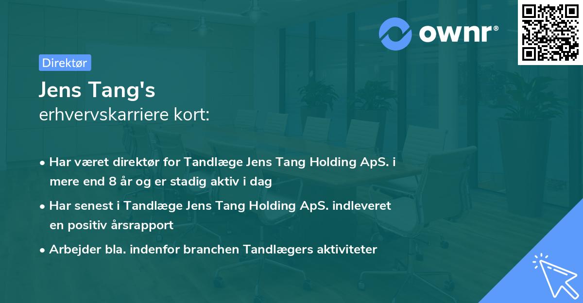 Jens Tang's erhvervskarriere kort