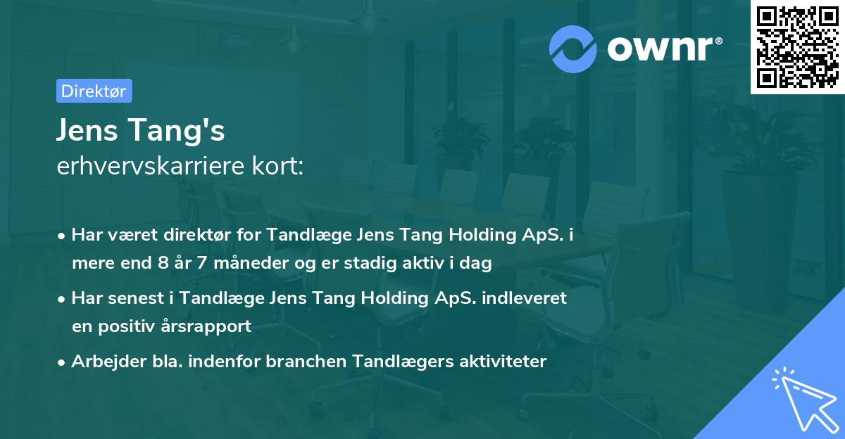 Jens Tang's erhvervskarriere kort
