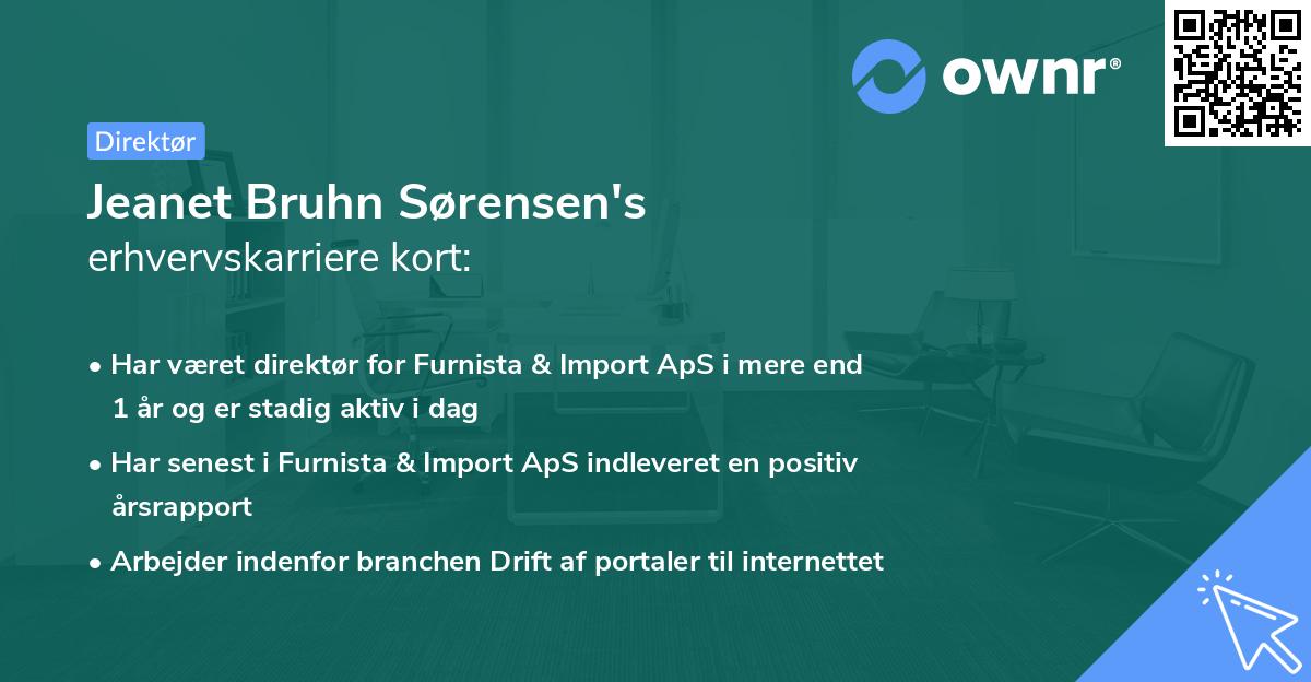 Jeanet Bruhn Sørensen's erhvervskarriere kort