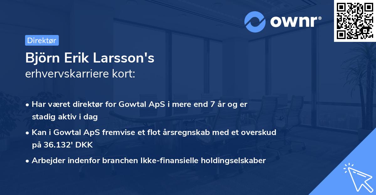 Björn Erik Larsson's erhvervskarriere kort
