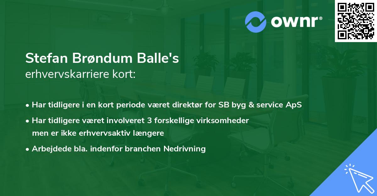 Stefan Brøndum Balle's erhvervskarriere kort