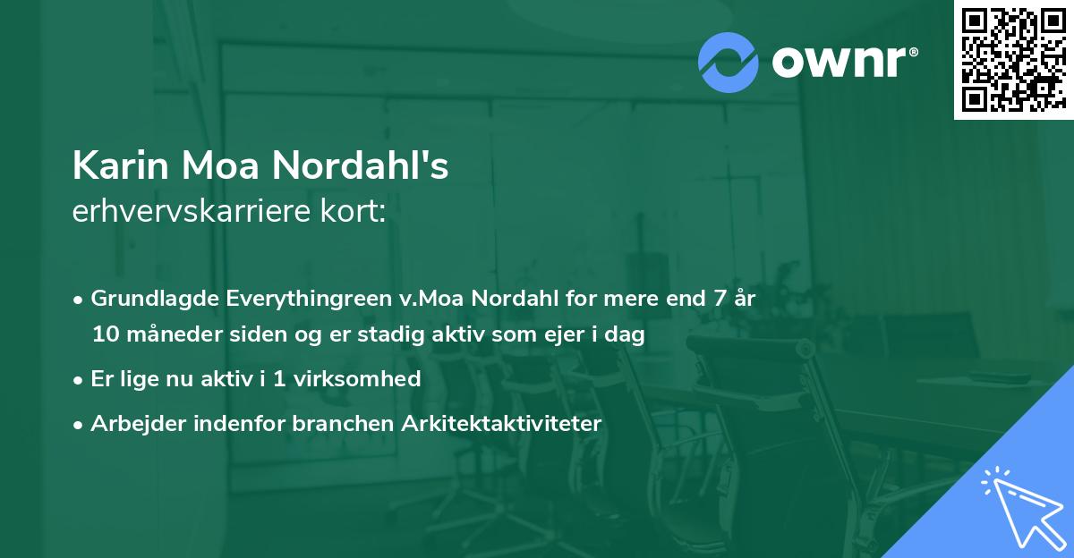 Karin Moa Nordahl's erhvervskarriere kort