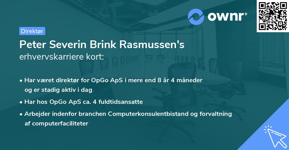 Peter Severin Brink Rasmussen's erhvervskarriere kort