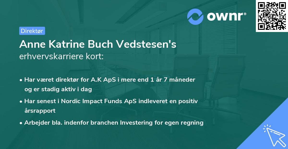 Anne Katrine Buch Vedstesen's erhvervskarriere kort