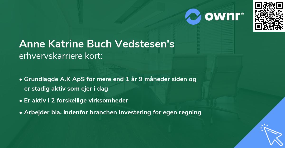 Anne Katrine Buch Vedstesen's erhvervskarriere kort