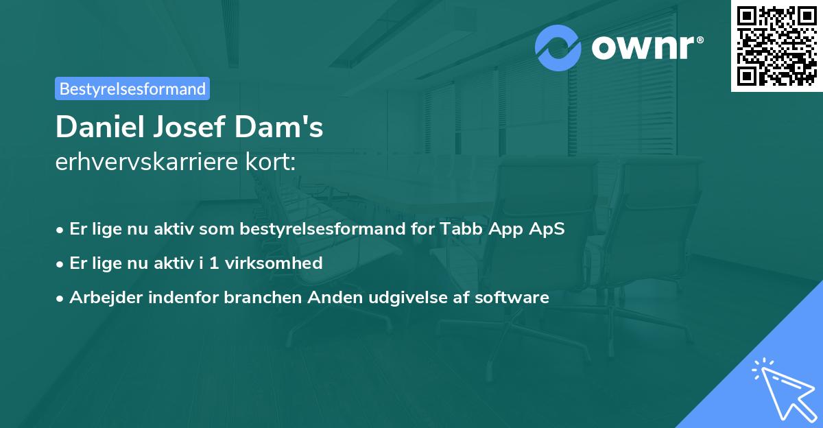 Daniel Josef Dam's erhvervskarriere kort