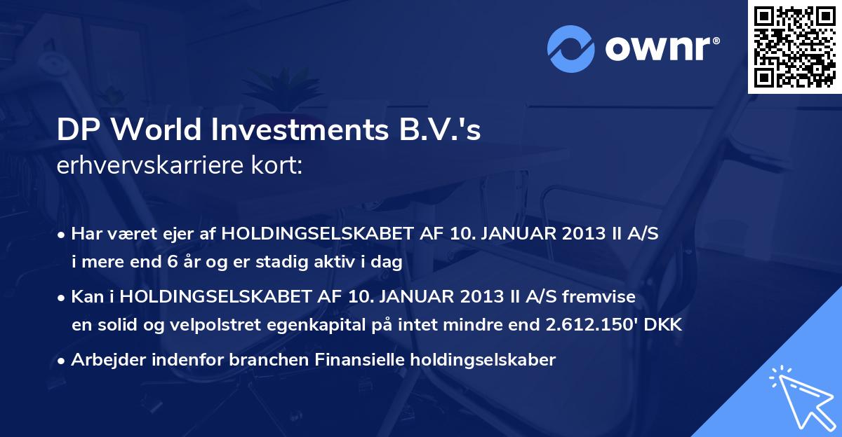 DP World Investments B.V.'s erhvervskarriere kort